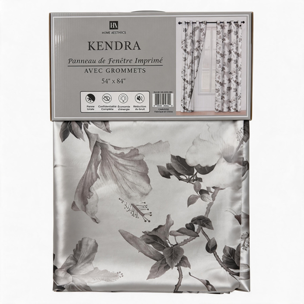 Kendra floral blackout curtain panel with grommets, 54" x 84", by Home Aesthetics