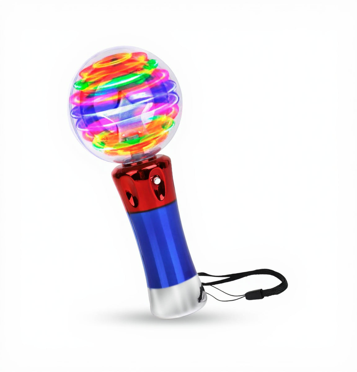 Colorful toy with a glowing ball on a white background
