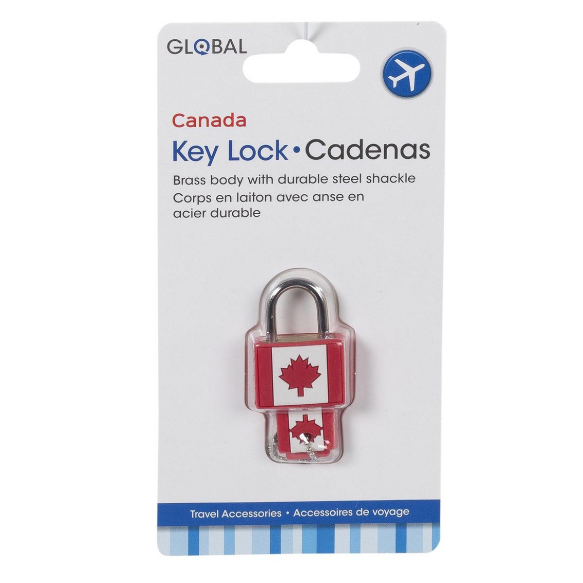 Key lock with Canadian flag design on packaging labeled 'Global'.