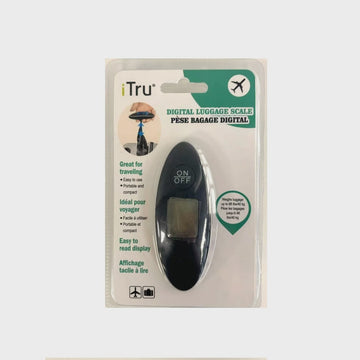 Digital luggage scale in packaging on a white background