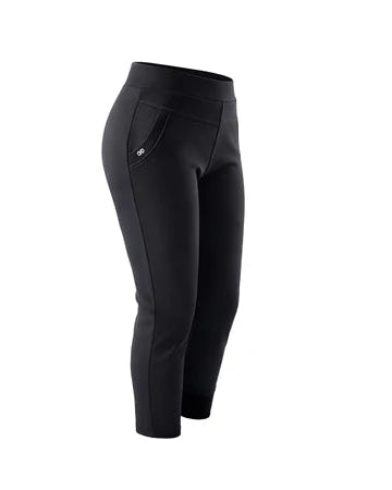 Black riding pants on a white background